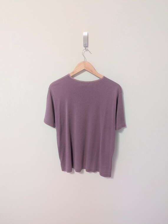Vintage 90s Muted Red Basic Oversized Striped T-S… - image 5