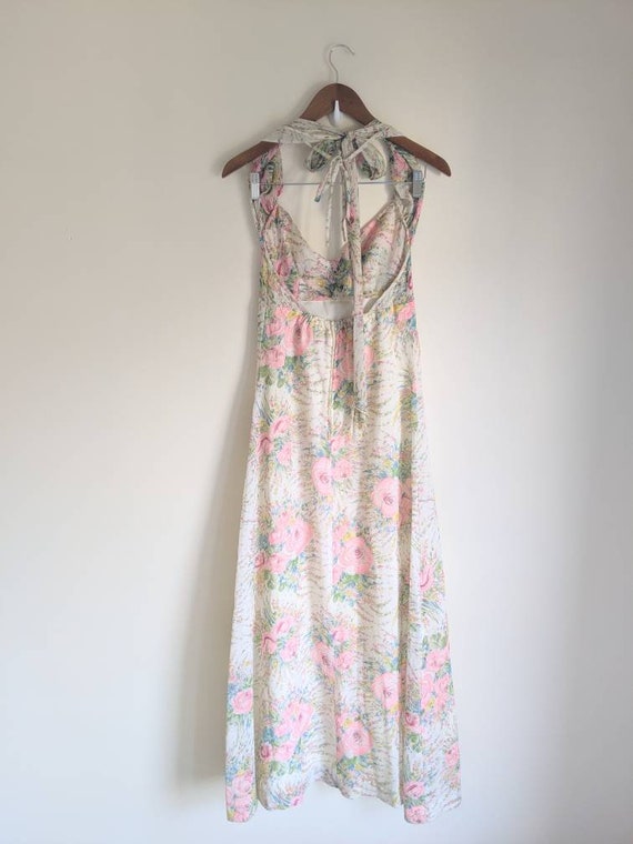 Vintage 70s Lanz Floral Maxi Halter Dress - Flowe… - image 6