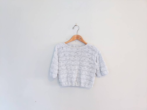 70s Vintage Short Sleeved Chunky Sweater - Hand-kn