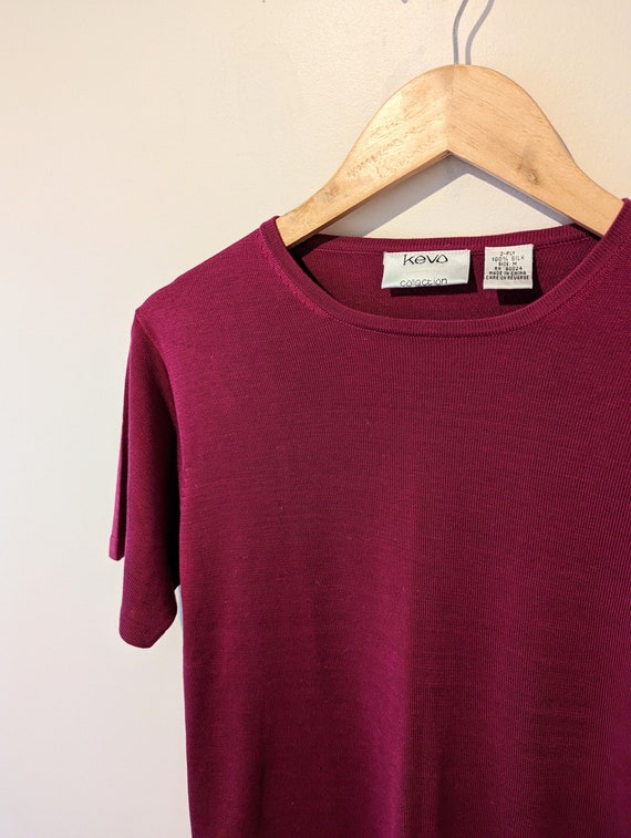 Vintage 90s Magenta Silk Knit Top - Knit Woven Top - image 3