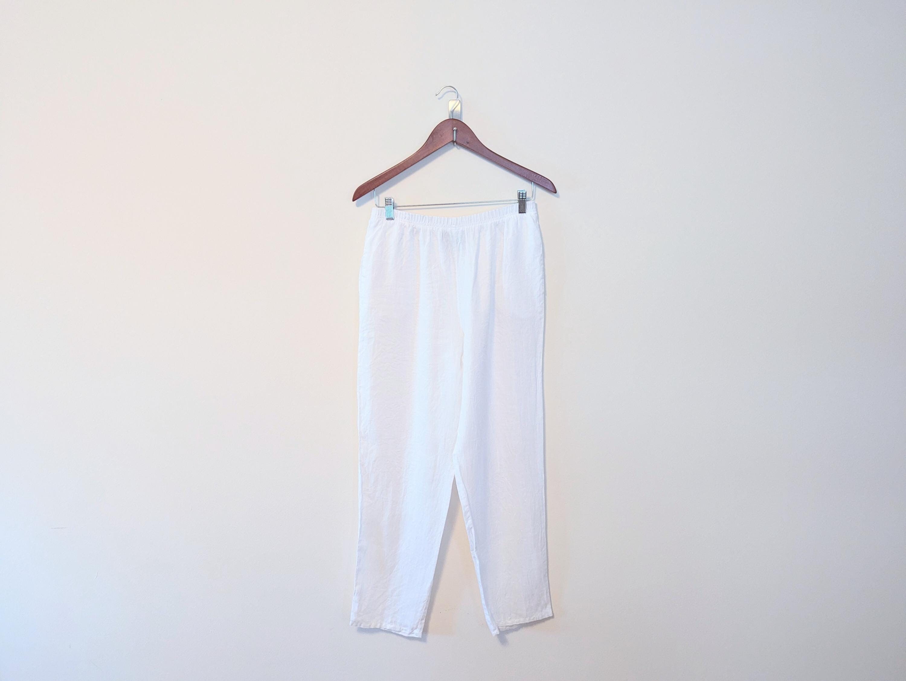 Vintage 90s White Linen High-rise Pants - Etsy
