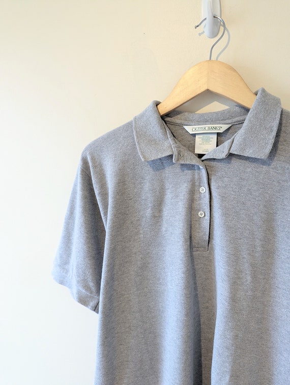 Vintage Grey Oversized Polo T-Shirt - image 3