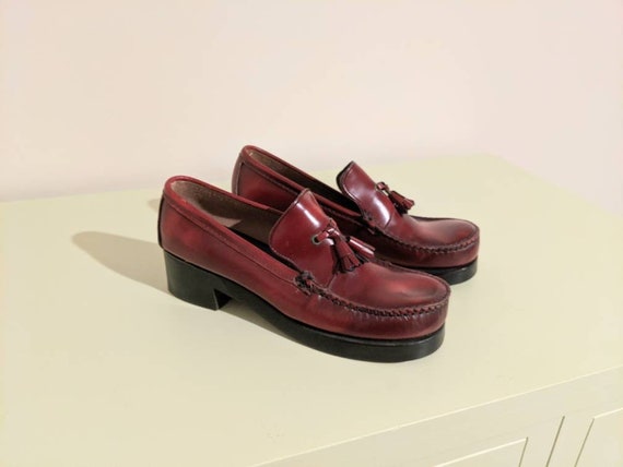 Vintage 70s Connie Handmade Red Leather Chunky Loa