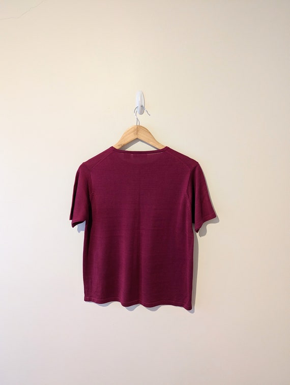 Vintage 90s Magenta Silk Knit Top - Knit Woven Top - image 5