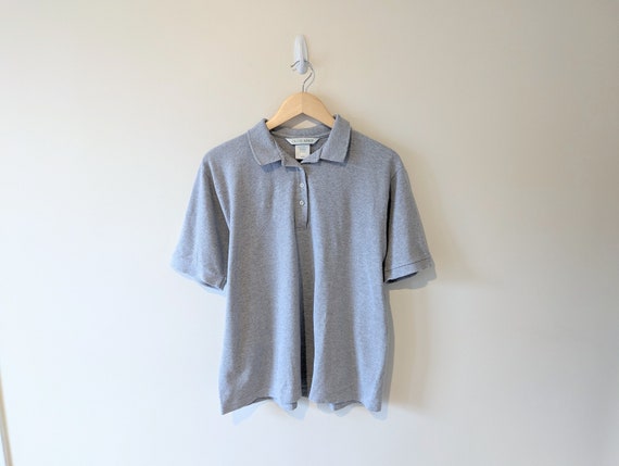 Vintage Grey Oversized Polo T-Shirt - image 1
