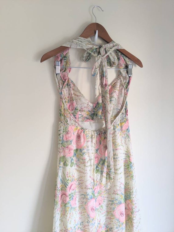 Vintage 70s Lanz Floral Maxi Halter Dress - Flowe… - image 7