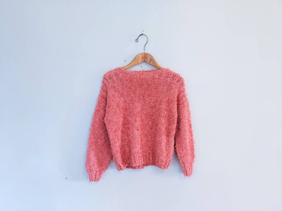 70s Vintage Hand-knit Bubblegum Pink Eyelash Sweat
