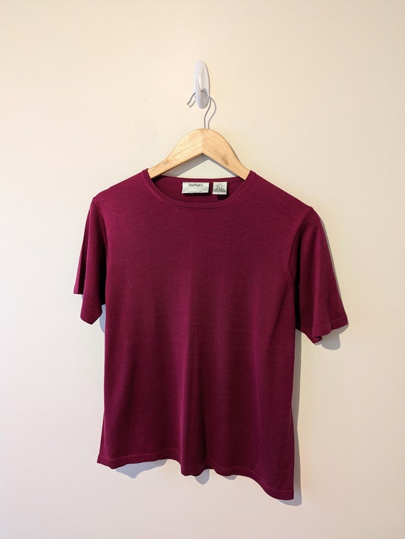 Vintage 90s Magenta Silk Knit Top - Knit Woven Top - image 2