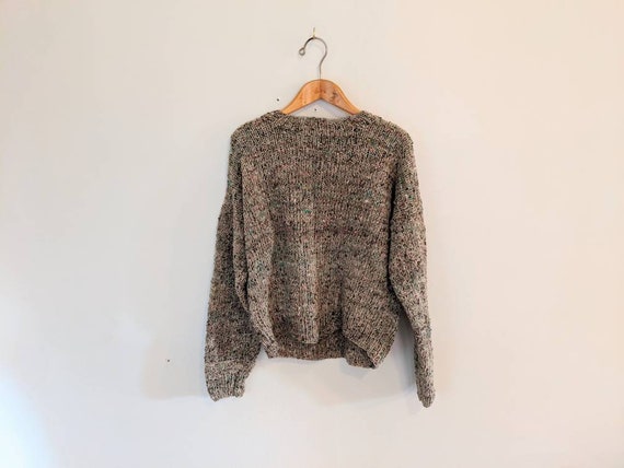70s Hand-knit Earthy Wool Sweater - Textured Knit