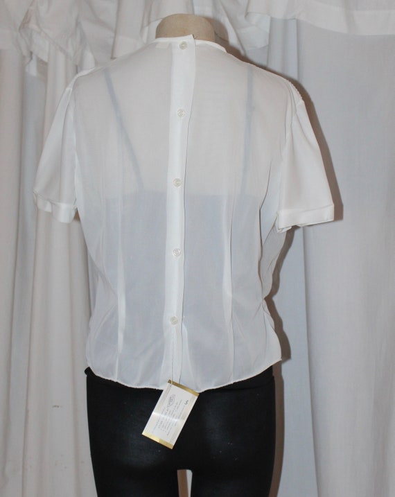 Vintage deadstock sheer nylon tricot blouse 40s 5… - image 3