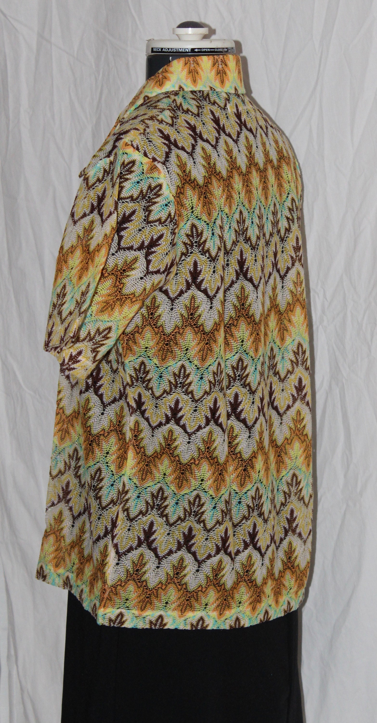 Vintage 60s Zig Zag Knit Top Nwot Sheer Short Sleeve Multi