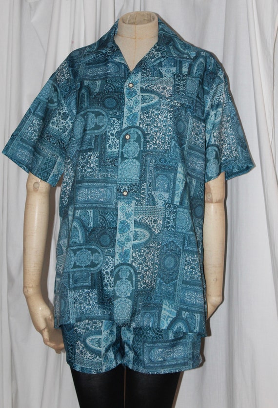 mens swim trunks and shirt set