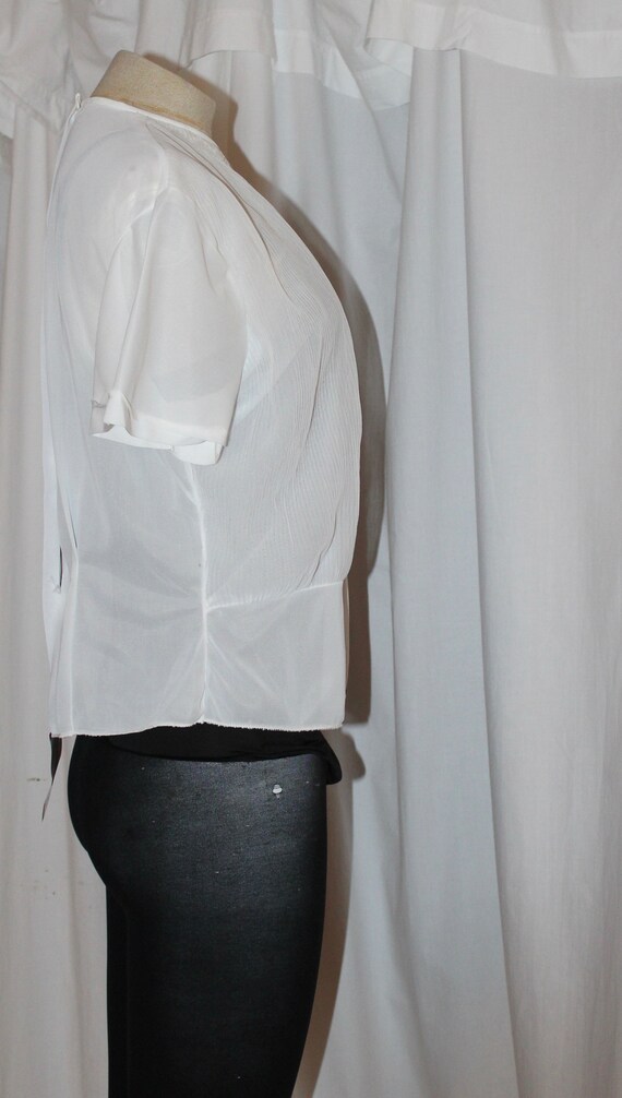 Vintage deadstock sheer nylon tricot blouse 40s 5… - image 5