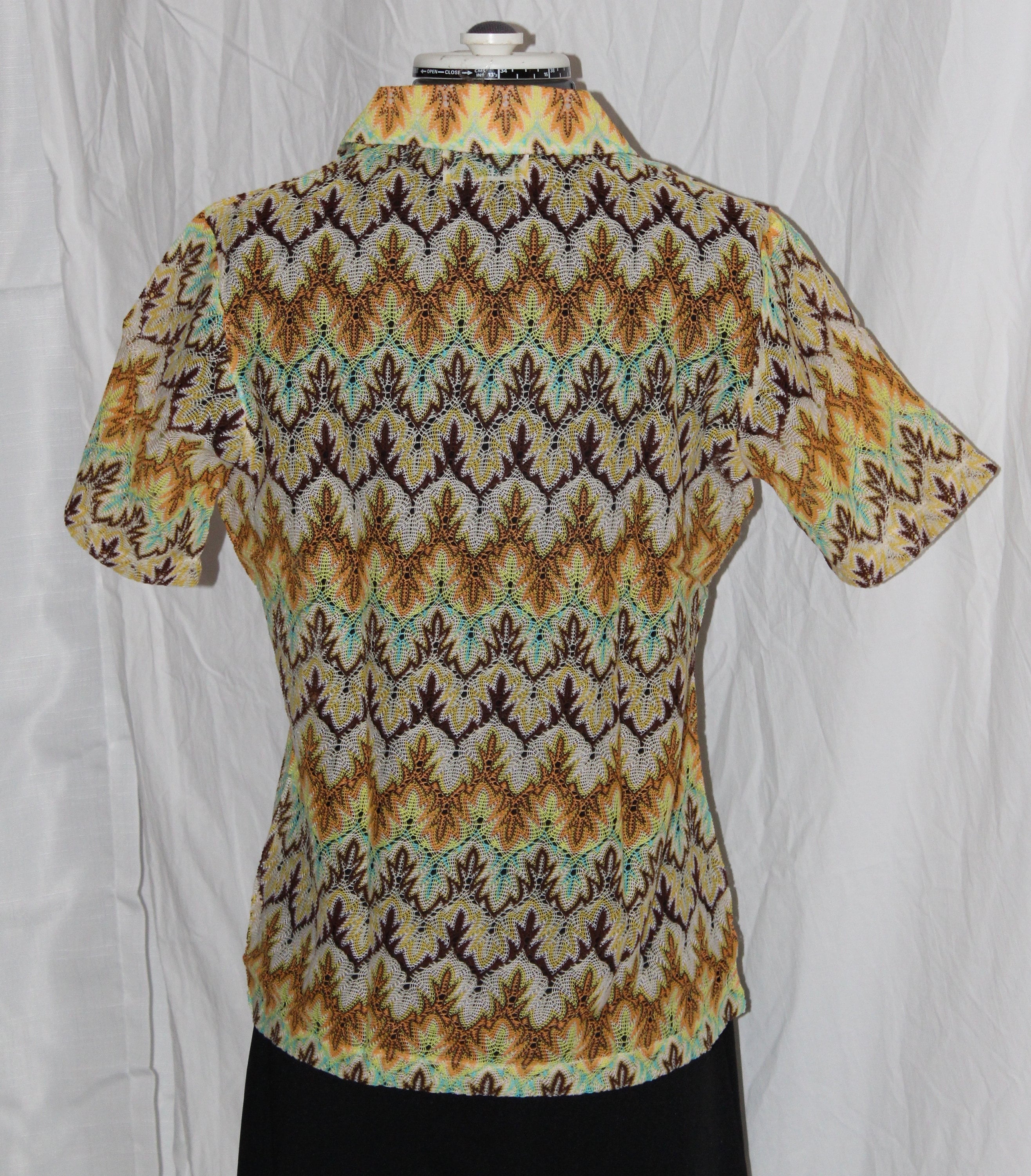 新着 60s Vintage Zig Multi Sleeve Short Sheer Nwot Top Knit Zag 水着・ラッシュガード