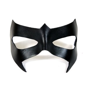 Black Leather Mask for Men or Women Cosplay Comic Con Dominatrix Halloween Masquerade Superhero Batgirl Robin Nightwing Batman Sexy Mask image 2