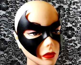Handmade Black Leather Mask: Cosplay Masquerade Mask