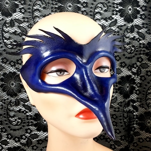 Blue Leather Mask - Venetian Masquerade Commedia dell&#39;Arte - Zanni