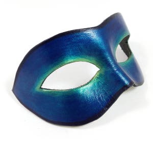 Blue, Green and Black Leather Mask - Masquerade Mask Inspired by the Venetian Commedia dell’Arte