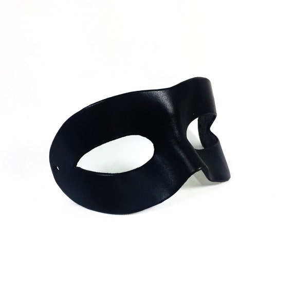 Black Leather Mask - Domino Style Venetian Masquerade Mask