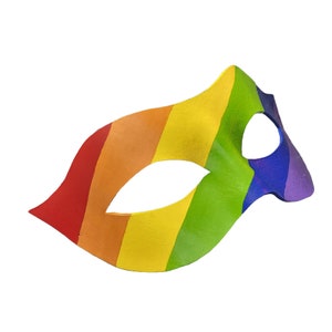 LGBTQ Plus Pride Leather Mask - Handmade and Hand Painted with Queer Pride