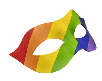 LGBTQ Plus Pride Leather Mask - Handmade and Hand Painted with Queer Pride