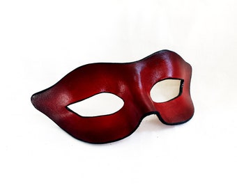 Red Leather Cat Mask: Handmade Cosplay Masquerade Mask