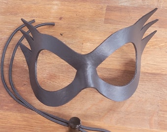 Black Leather Mask - Handmade and Hand Painted Sexy and Festive Mask