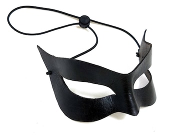 Black Leather Cat Mask - Handmade In My Shop from Premium Full Grain Leather