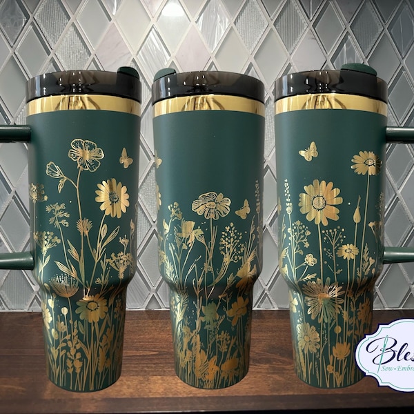 Wildflower 40oz Stanley and Dupe Tumbler