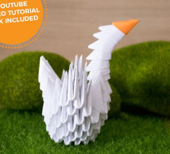 3d Origami Swan Diy Kit Etsy