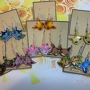 Made to Order Eeveelution Fish Hook Earrings Resin Cosplay Anime Pocket Monster