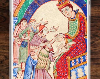 Middle Ages iPhone case with Medieval king and people nobles courtiers in artful painting (17)