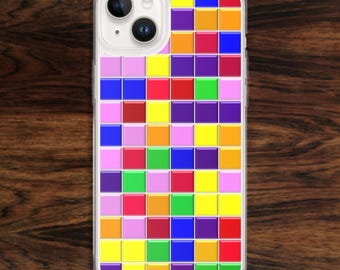 Cheerful iPhone case with bright color squares in happy geometric pattern (17)