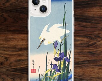 Japanese bird iPhone case -- Asian art egret design for bird lovers, nature lovers, and Hiroshige lovers! (17)