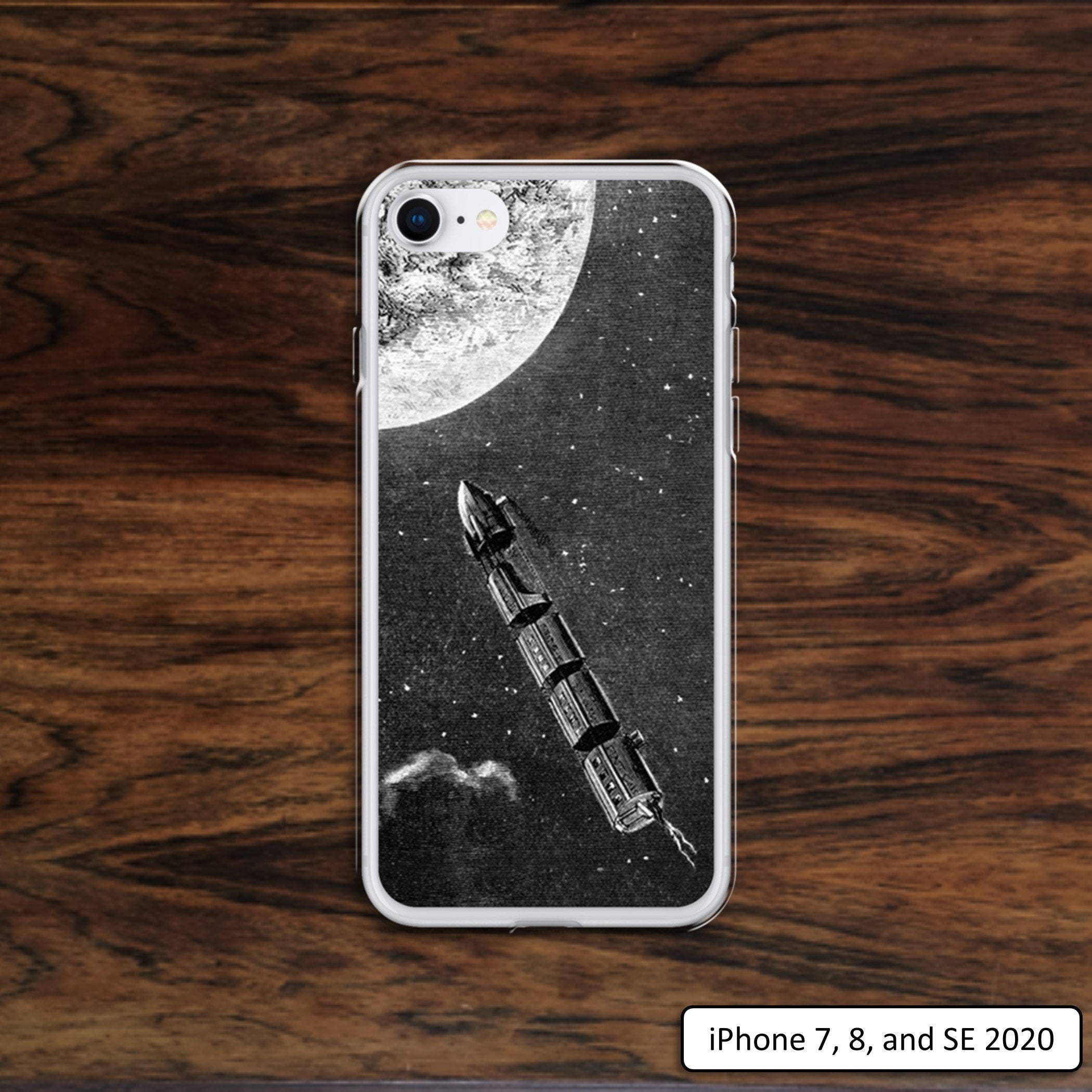 Jules Verne Iphone Case With Vintage Illustration Of Rocket To Etsy