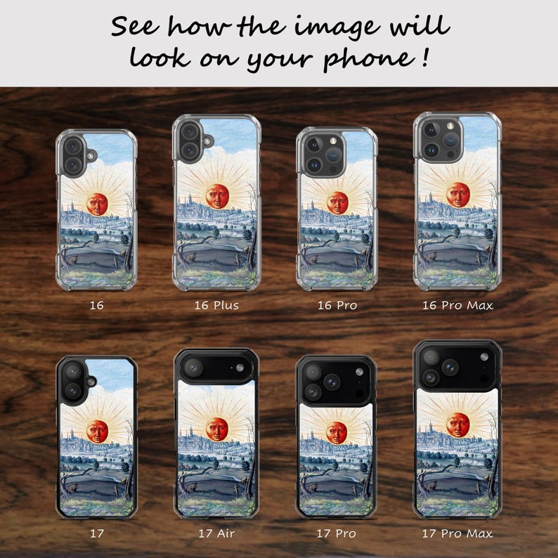 Quirky Medieval Sun iPhone MagSafe Case: Boho Art Design for models 14 - 17 image 8