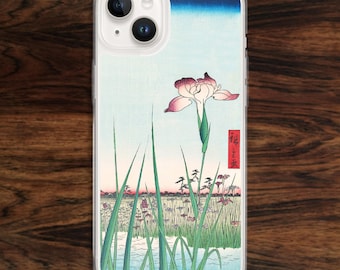 Japanese flower iPhone case with pretty purple Asian art design by Hiroshige, great for flower lovers and nature lovers (17)