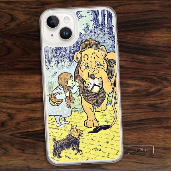 Wizard of Oz iPhone case for storybook fantasy lovers, with Dorothy, Toto, and Lion by W.W. Denslow