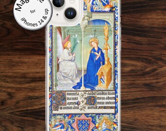 Medieval Book of Hours MagSafe iPhone case with Christian text and images from Middle Ages, for models 14 - 17