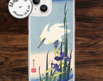 MagSafe: Japanese bird iPhone case -- Asian art egret design for bird lovers, nature lovers, and Hiroshige lovers! for iPhone models 14 - 17