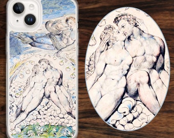 Partner romantic iPhone case with Adam and Eve and Satan in Christian religious symbolism by William Blake