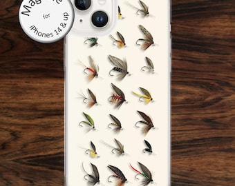 MagSafe: Fly fishing iPhone case for hunters trout fishermen outdoors people nature lovers for iPhone models 14 - 17