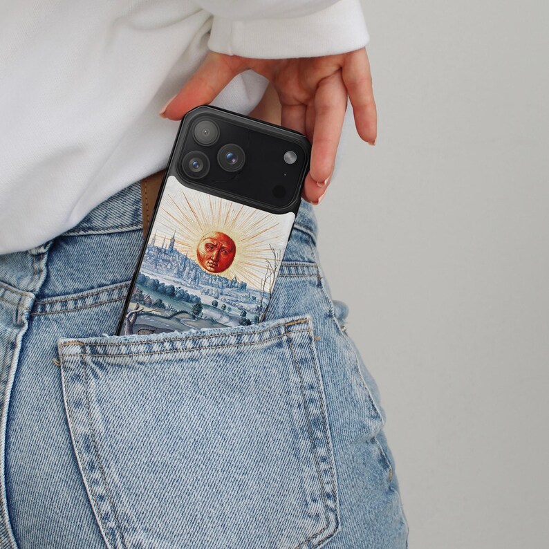 Quirky Medieval Sun iPhone MagSafe Case: Boho Art Design for models 14 - 17 image 9