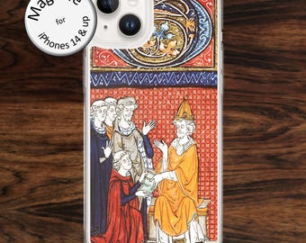 Medieval King iPhone case (MagSafe): Illuminated Manuscript Art, for models 14 - 17