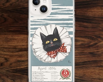 Black cat iPhone case with old-fashioned poster advertisement logo from 19th century (17)