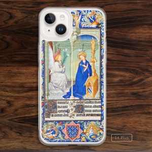 Medieval Book of Hours iPhone case with Christian text and images from Middle Ages