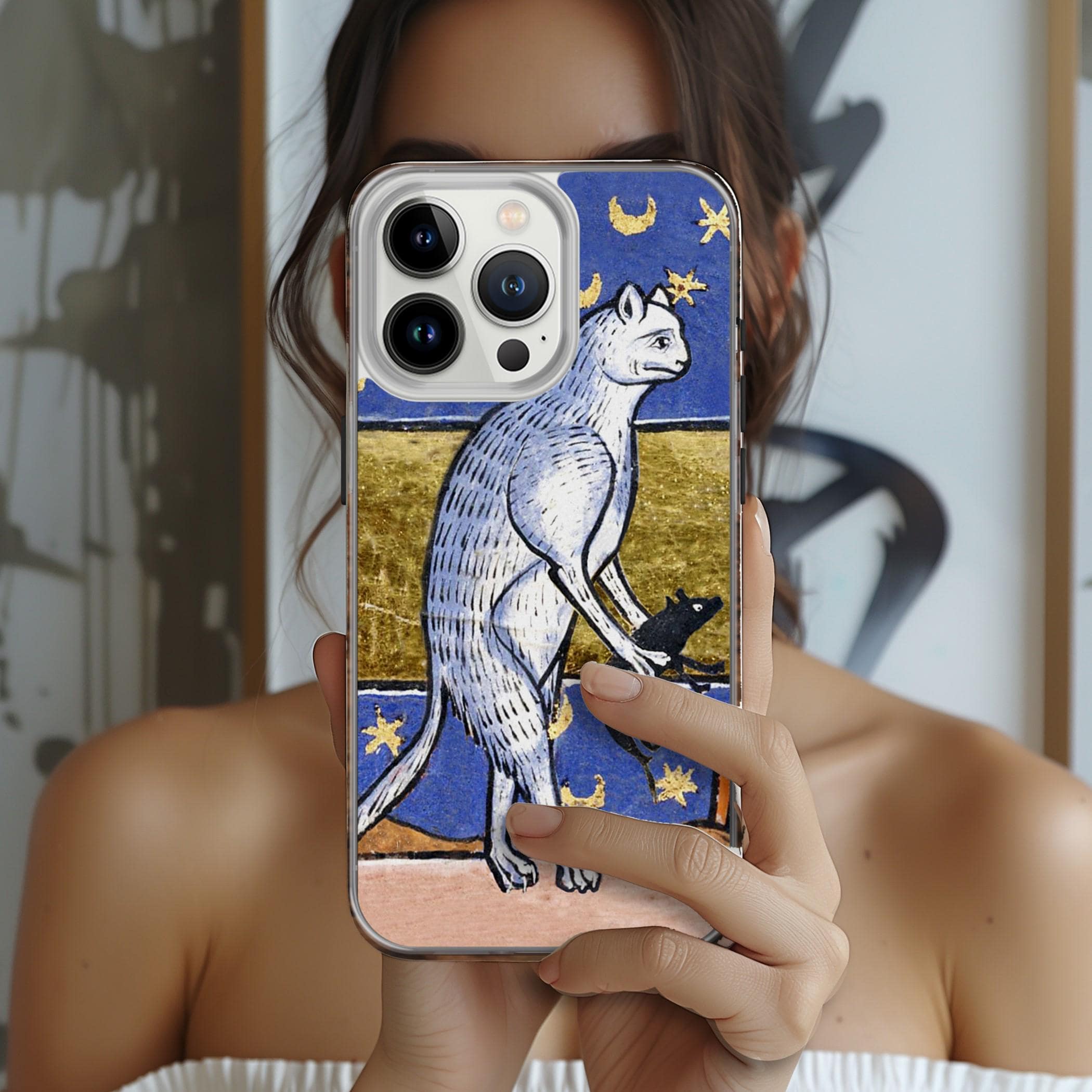 Funny Medieval IPhone Case with cat and Rat from Middle Ages Artist