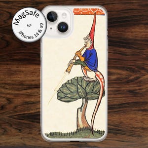 Quirky Medieval Flute Player iPhone Case - MagSafe Compatible for models 14 - 17