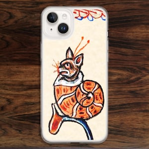 Medieval iPhone case with quirky funny cat slug animal
