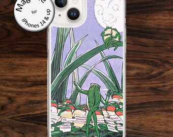 Frog and Moon iPhone case (MagSafe): Romantic Couple Art, for iPhone models 14 - 17